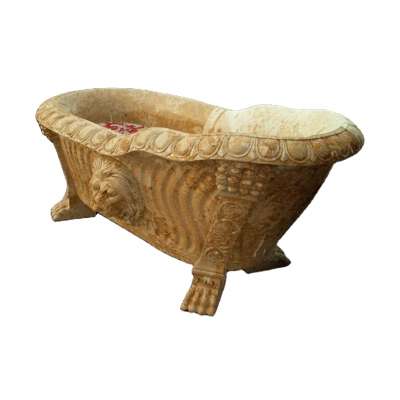 Classical Lion Head Yellow Marble Stone Bathtub(YL-Y011)